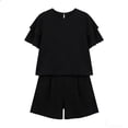 thumbnail image 4 of Gfyviroh 2 Piece Sets for Women Short Sleeve Crew Neck Tops and Loose Shorts Lounge Sets Lightweight Plus Size Comfortable Summer Outfit Sets, 4 of 4