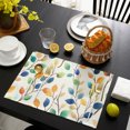thumbnail image 4 of Colorful Leaf Placemats Set of 2, Spring Summer Botanical Vintage Washable Wipeable Table Mats for Dining Tables, Indoor Outdoor Kitchen Place Mats for Holiday Party Table Decor, 4 of 9