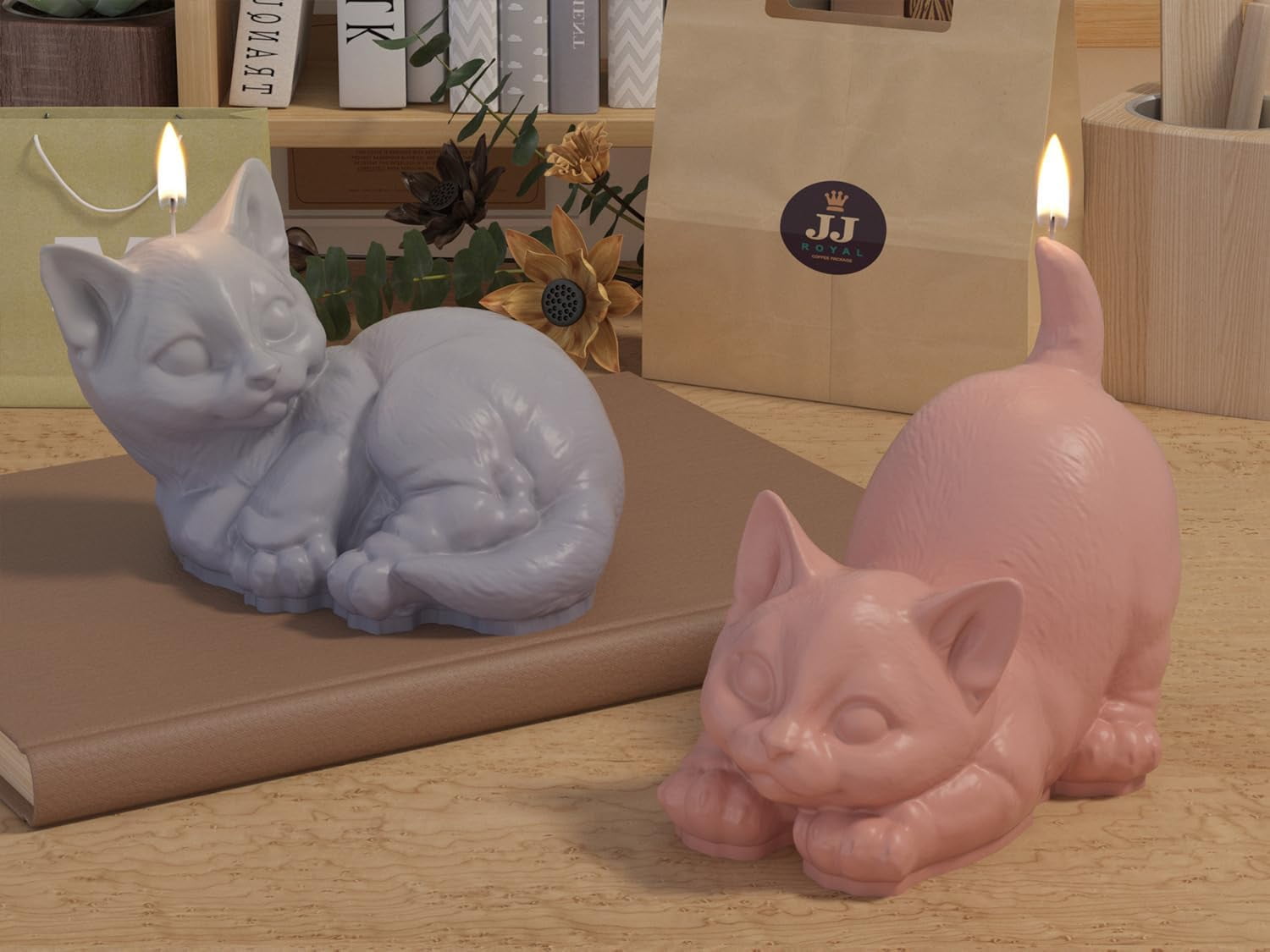 ABCISI 5 Cat Silicone Molds, Cute Mini Kitten Candle Mold for Soap Soy Wax DIY Handcraft, Animal Resin Molds, Gift for Wedding Party Home Dinner Festive Days Car Decoration
