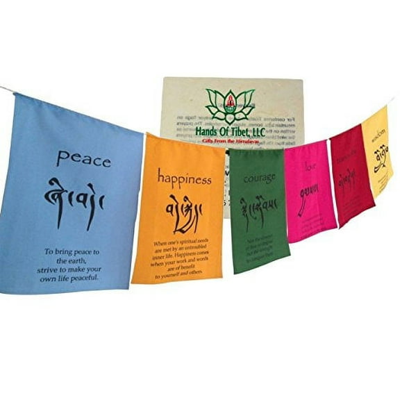 Tibetan Affirmation prayer flags happiness courage love tranquility wisdom
