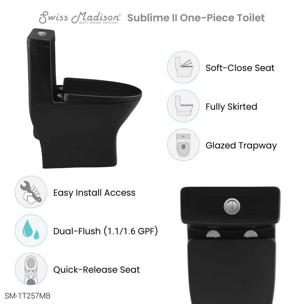 Swiss Madison Sublime II 2-piece 0.8/1.28 GPF Dual Flush Round Toilet in  Glossy White, Seat Included SM-2T257 - The Home Depot