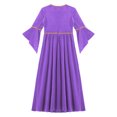 thumbnail image 6 of iiniim Kids Girls Medieval Princess Costume Long Flared Sleeve High Waist Maxi Dress Halloween 6-16 Lavender 16, 6 of 7