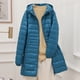 thumbnail image 1 of Parkas de manga larga para mujer, chaqueta de plumón ligera con capucha, chaqueta fina de talla mediana, larga y grande para mujer, 1 of 9