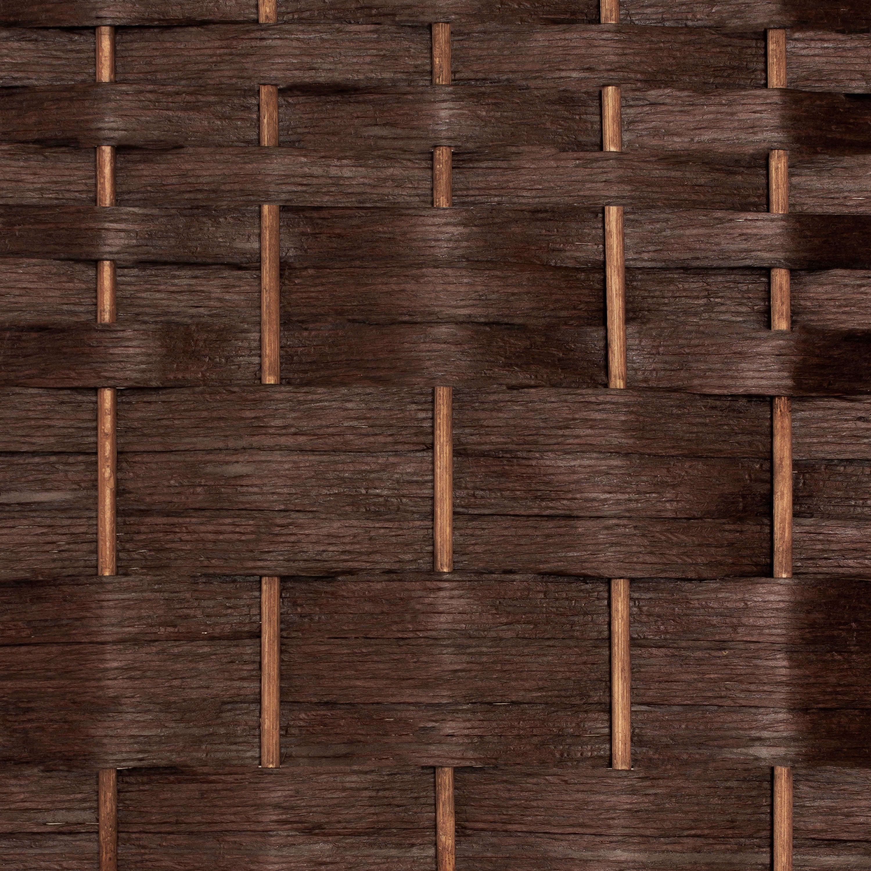 Red Lantern 4 ft. Short Diamond Weave Fiber Folding Screen - Dark Mocha - 8 Panel