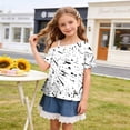 thumbnail image 4 of Spazoro Girls One Shoulder T-Shirt, Fashion Tees Summer Casual Short Sleeve Printed Asymmetrical Off Shoulder Tops for Kids White Size 5-6 T, 4 of 9