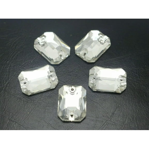 U8MO 25 Clear Rectangle Flatback Crystal Sewing Rhinestone Gems 13X18mm Sew On Beads