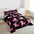 thumbnail image 3 of Homewish Kawaii Dinosaur Full Size Comforter Sets 3-Piece for Kids Children,Dreamy Princess Bedding Comforter Set,Cartoon Pink Dino Lightweight Bedding Sets,Ultra Soft Home Decor,Reversible, 3 of 8