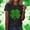 A1589 Black, variant on St. Patrick's Day Shirt for Women Four Leaf Clover Heart Graphic T-Shirt Short Sleeve Crewneck Casual Festival Apparel Holiday Gift