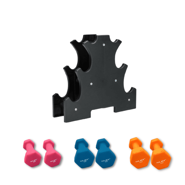 HAJEX Neoprene Dumbbells Set with Rack - Pairs of 3, 5, 8 LB