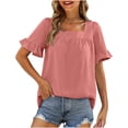 thumbnail image 1 of Blusas y blusas para mujer Elegantes camisas de verano con mangas con volantes y cuello cuadrado Blusas con lazo en la espalda OAVQHLG3B Store lin121212, 1 of 5