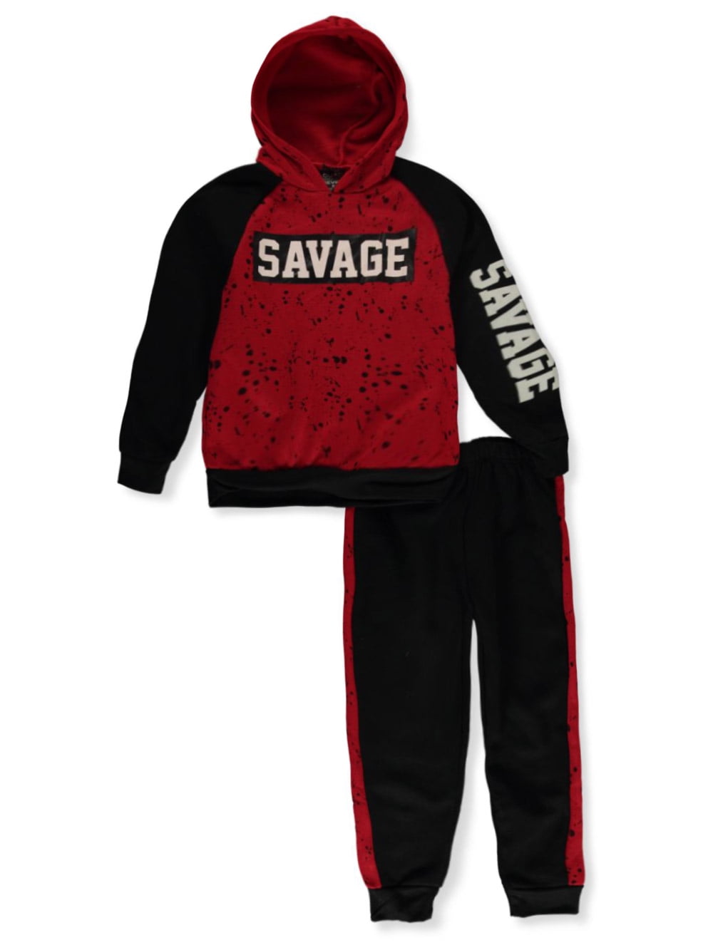 Quad Seven Boys' 2Piece Savage Joggers Set Outfit red/multi, 8 (Big