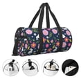 thumbnail image 5 of Xecao Floral Rabbit print Round Travel Duffel Bag is a foldable gym bag with an inner pocket, perfect for travel sports, 5 of 8