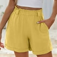 thumbnail image 3 of REALiKUN Linen Shorts for Women Wide Leg Pants High Waisted Casual Dressy Ruffled Summer Beach Shorts with Pockets, 3 of 8