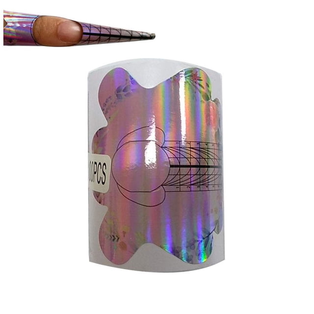 BeautyLeader 100PCS Forma de uñas Láser Rosa Acrílico Etiqueta de extensión de uñas Poly Gel Formas de uñas Etiqueta Formas de extensión de uñas Formas de extensión de uñas Autoadhesivas Guía de punta