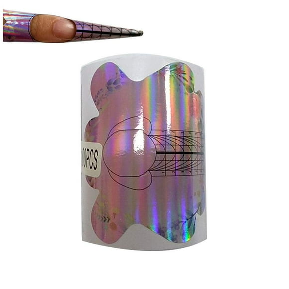 BeautyLeader 100PCS Forma de uñas Láser Rosa Acrílico Etiqueta de extensión de uñas Poly Gel Formas de uñas Etiqueta Formas de extensión de uñas Formas de extensión de uñas Autoadhesivas Guía de punta