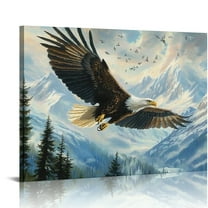 Patifu Bald Eagle Wall Art American Flying Eagle Pictures Wall Decor Eagle Canvas Painting Prints Patriotic Motivational Modern Home Artworks for Bathroom Office Living Room Bedroom 20x16in