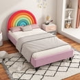 thumbnail image 3 of Llinc Store Rainbow Design Upholstered Twin Platform Bed Cute Style Princess Bed for Boys & Girls, Teens, 3 of 8