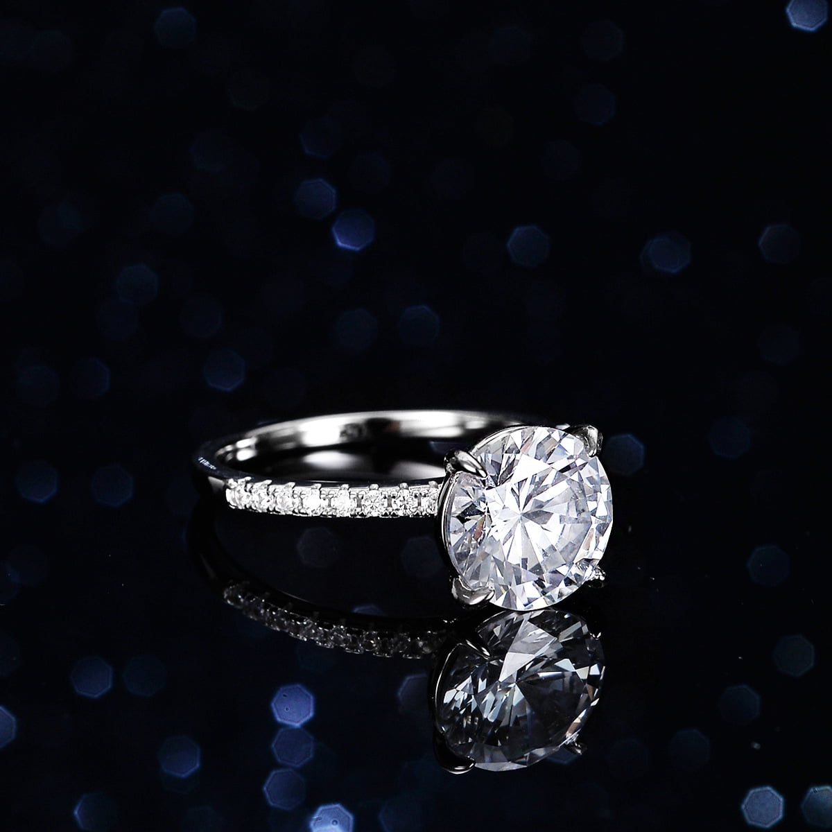 5 Carat D Color VVS1 Moissanite Engagement Rings for Women, S925 Sterling Silver Round Cut Diamond Wedding Rings for Anniversary Birthday with Certificate
