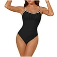 thumbnail image 4 of UTSJKR Women's Sexy One Piece Swimsuit Tummy Control Bathing Suits Trendy Trim Monokini Summer Beach Straps Swimwear Black S, 4 of 8
