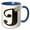 Blue/White, variant on 3drose, Monogram Initial J with Pretty White Floral, 11oz Two-tone Black Mug