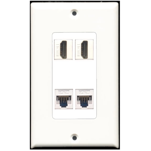 Ultra Spec Cables 2 Port HDMI 2 Port Cat5e Ethernet Wall Plate DecorZ