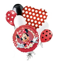 7 pc Mad About Minnie Happy Birthday Balloon Bouquet Party Decoration Red Dots