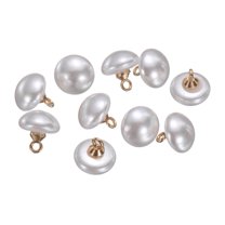 Uxcell 10pcs 16L Round White Faux Pearl Buttons 10mm 3/8" Gold Metal Shank Sewing Buttons Replacement DIY Small Button for Sewing Clothing Bridal Wedding Dress DIY Crafts
