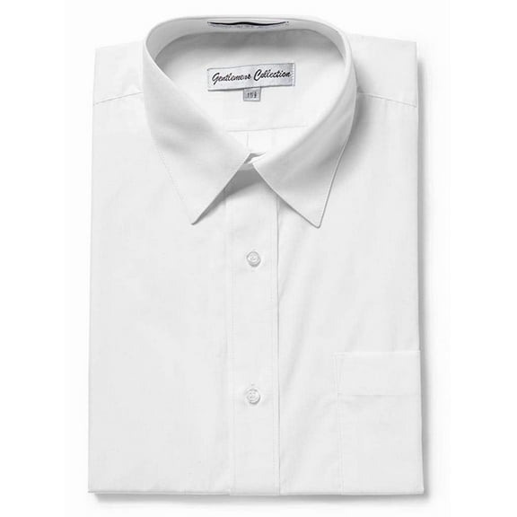 Gentlemens Collection Mens 1904S Short Sleeve Slim Fit Easy Care Dress Shirt - White -16.5