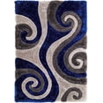 thumbnail image 2 of HR HANDCRAFT RUGS, Electric shag Rug 5X7 for Living Room Decor 2021 Rug Trends Bright Modern Swirls Pattern, 3-D Hand Curved Shaggy Rug Electric Blue/Gray/Silver, 2 of 7