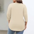 thumbnail image 6 of Jalioing Plus Size V Neck Casual Shirts for Women 3/4 Length Sleeve Basic Plain T Shirt Oversized Summer Tops, 6 of 8