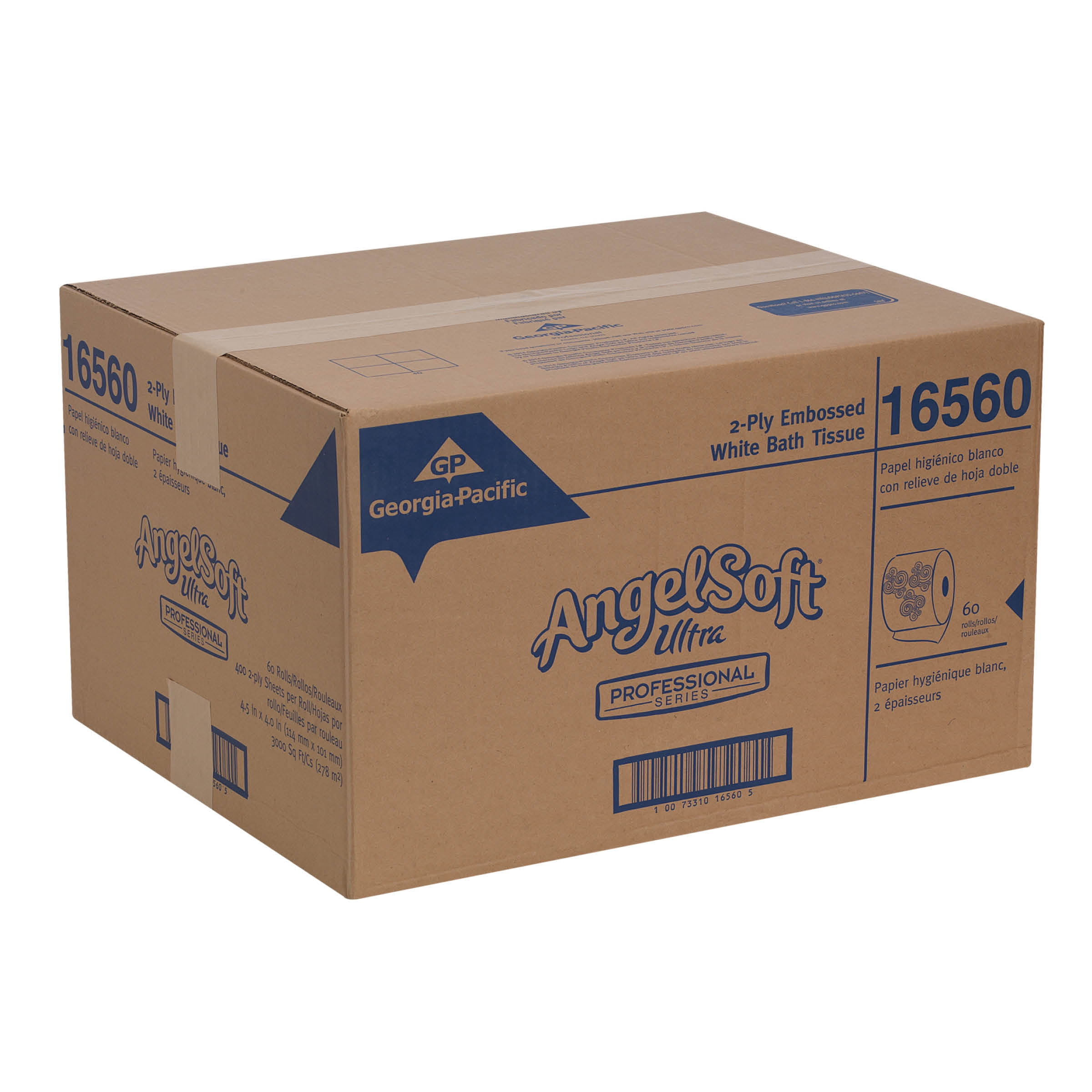 Angel Soft Ultra Professional Series® 2-Ply Embossed Toilet Paper, by GP PRO, 16560, 400 sheets per roll, 60 rolls per case