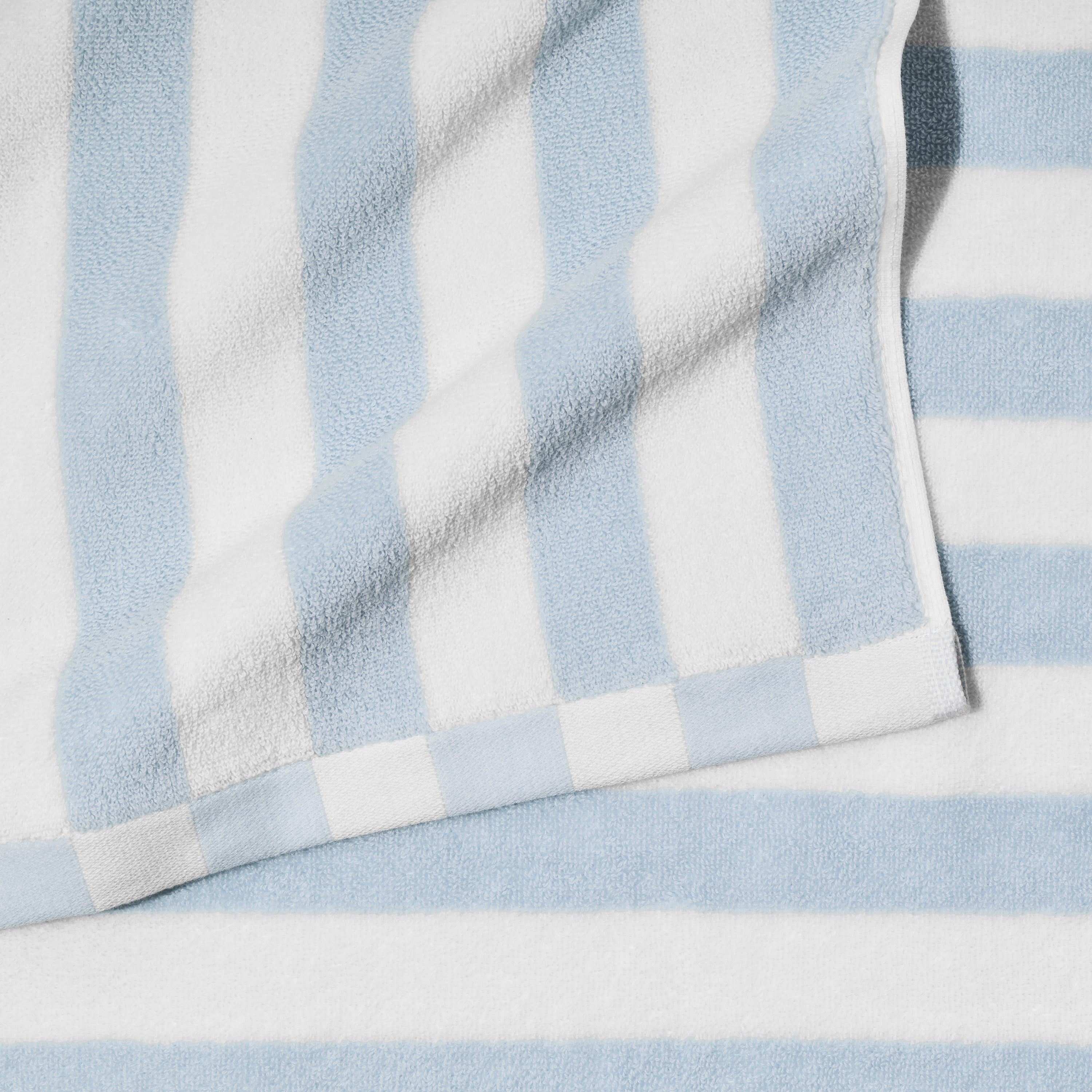 Beautiful by Drew Barrymore 6-Piece Stripe Hem Bath Towel Set, Soft 100% Cotton, Hydrangea