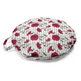 thumbnail image 1 of Floral Round Floor Cushion with Handle, Summer Toned Pattern of Poppy Flowers Butterflies Striped Background, Pillow for Living Room & Dorms, 18" Round, Dark Coral and Olive Green, by Ambesonne, 1 of 4