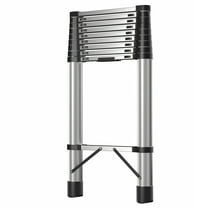 Thehsnt 12.5ft Telescoping Extension Ladder, Stainless Steel Folding Telescopic Ladder with Locking Mechanism, Multi-Purpose Collapsible Ladder for Home or RV Outdoor Work, Bearing 330lbs