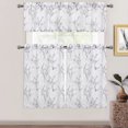 thumbnail image 2 of Haperlare 26"W x 30"L Kitchen Curtains Farmhouse Linen Textured Floral Twig Blackout Half Window Curtains for Bathroom, Black/Gray, 2 Panels, 2 of 7