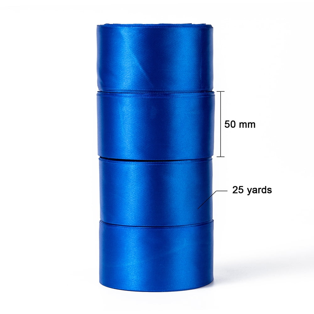 Single Face Satin Ribbon Polyester Ribbon Blue 2 inch(50mm) 25yards/roll(22.86m/roll) 100yards/group(91.44m/group) 4rolls/group