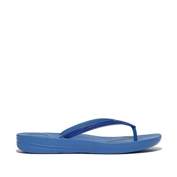 Fitflop Women's Iqushion Sparkle Ergonomic Flip Flop in French Blue, 9 US