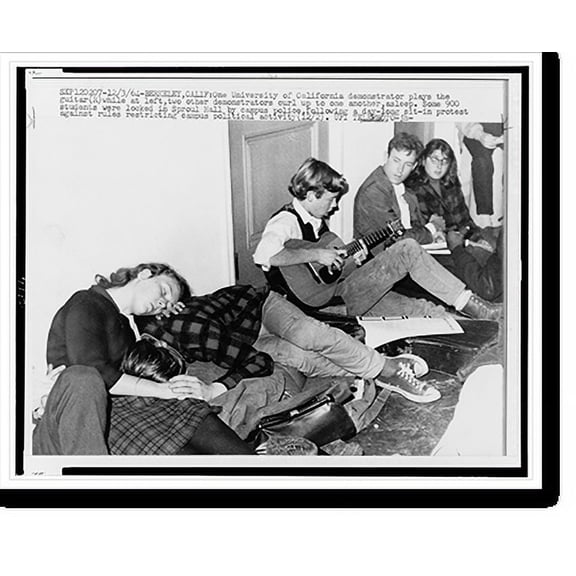 Historic Print, [Students locked inside Sproul Hall, University of California, Berkeley, following day long sit-in protest against rules restricting campus political activity], 16" x 20"