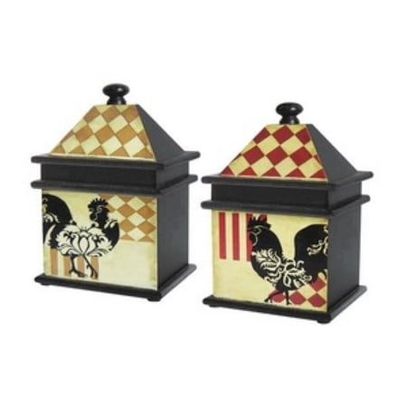 Sterling Industries Harlequin Rooster - Decorative Box - Set of 2, Black Finish