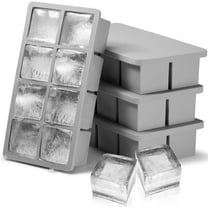 Large Ice Cube Tray with Lid 4 Pack (2024 New Version), 8-Cube Stackable Silicone Ice Cube Molds, 2" Square Whiskey Ice Cubes Mold for Bourbon, Cocktails, Soup Frozen Treats