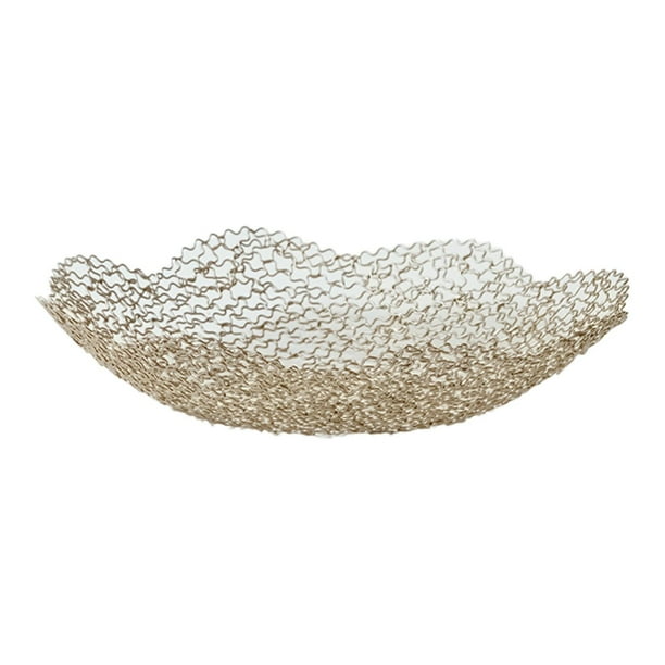 Cesta de fruta de metal, frutero decorativo, hueco, moderno, plato para servir, aperitivos y pasteles. 31 x 6 cm