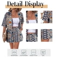 thumbnail image 5 of Cuteduck Women's Set Summer Short Sleeve Polo Neck Loose Floral Print Bohemian Casual Comfortable Outfit S-2XL, 5 of 9