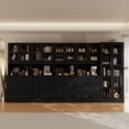 thumbnail image 5 of RichYa 3Pcs Pantry Storage Cabinet Set,China Glass Cabinets with Display Doors,Sideboard Hutch Buffet with Drawers for Dining Room,BCC(Black), 5 of 11