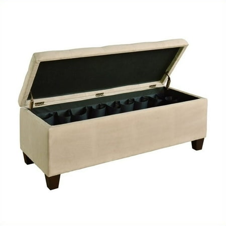 Linon Carmen Upholstered Microfiber Shoe Storage Ottoman ...