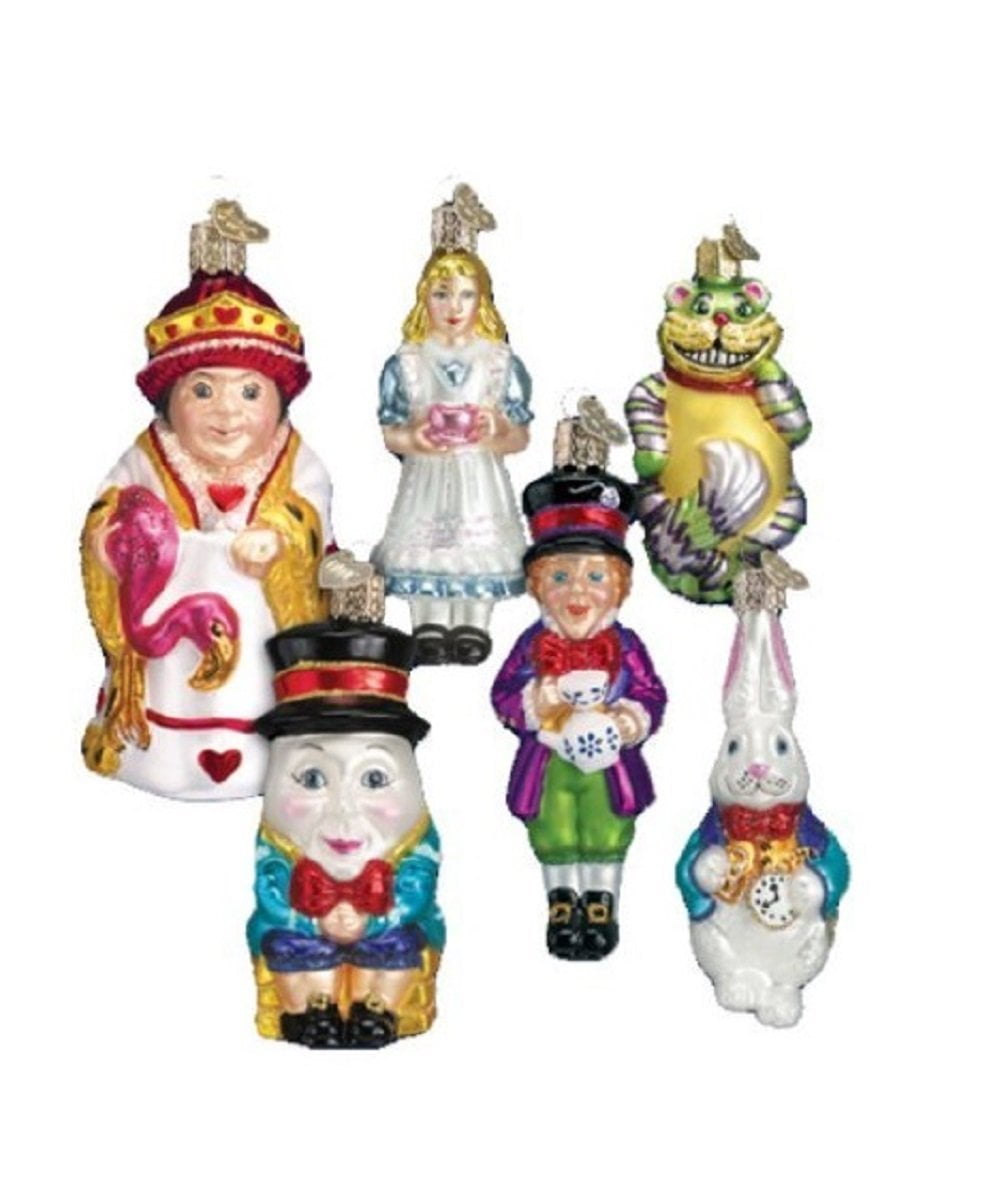 Old World Christmas Alice in Wonderland Set of 6, 3 ½" to 4" Glass
