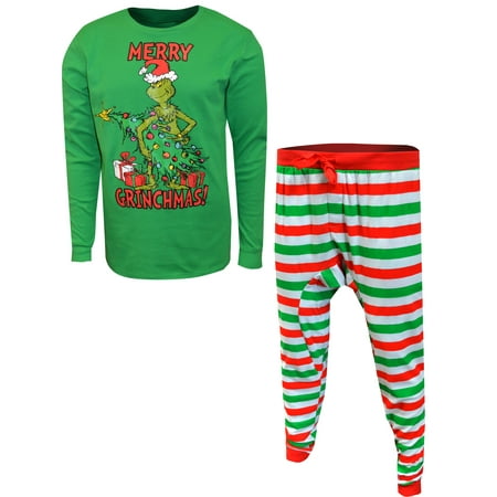 MJC Mens Dr. Seuss Grinch Merry Grinchmas Tall Guys Pajamas (Large Long Tall)