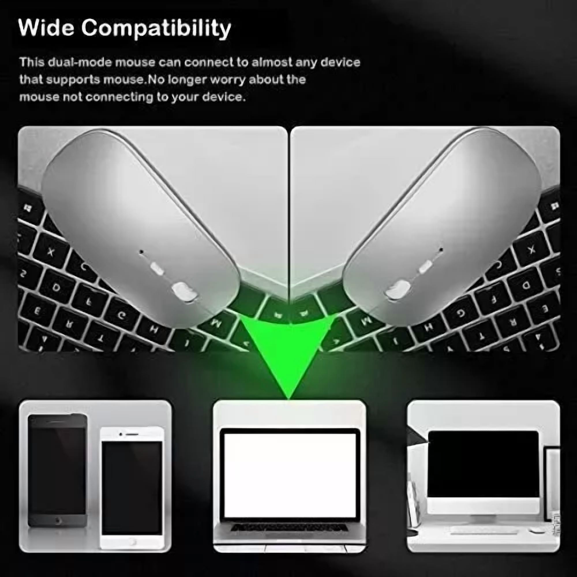 Dual Mode Wireless Bluetooth Mouse Rechargeable Led Silent Slim Laptop Mouse Sil