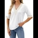 thumbnail image 3 of Blusa Tipo Túnica de Hueca con Encaje de Crochet, Cuello en V, 3/4, Color Liso, Talla Grande, para Mujer. M, 3 of 10