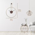 thumbnail image 4 of Reloj de pared YISITEONE grande decorativo de metal y nogal, 24,4 x 17,7 cm, 4 of 7