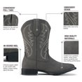 thumbnail image 3 of Rollda Cowboy Boots for Men Western Boots Men's Square Toe Chunky Heel Mid-Calf Boots Classic Embroidered Pull On Boots, 3 of 7